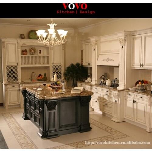 Best selling oak kitchen cabinets with dark luxury island