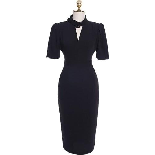 2021 Summer New Korean Black Waist Catwalk Vintage Fashion V-neck Elegant Slim Dress Chiffon Dress Imitation Cheongsam Design