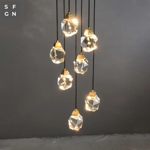 Modern Chandelier Nordic LED Copper Crystal Lighting for Home Dining Room Bedroom Bedside Cafe Restaurant