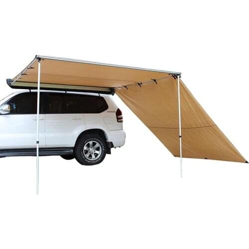 Sunnday Retractable 6.5x9.8ft Car Camper Awning with 9.8'Wx6.5'L Side Extension, Overlanding Tent for SUV Truck, Khaki