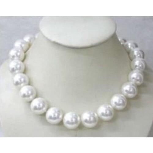 Gorgeous 18mm AAA white shell pearl necklace 18" 36"