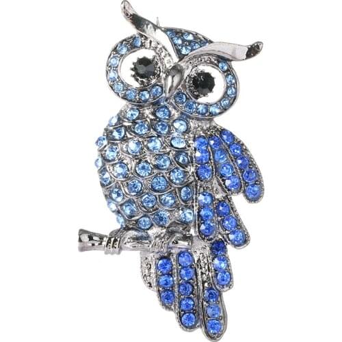 Vintage Owl Brooch Corsage Scarf Clip Crystal Parrots Brooches Women Lady Sweater Hats Buckles