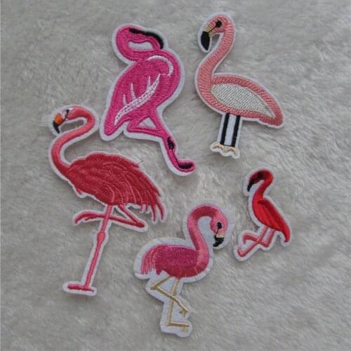 Flamingo badge For Clothing Iron On Embroidered Appliques DIY Apparel Accessories Patches For Clothing Fabric Badges