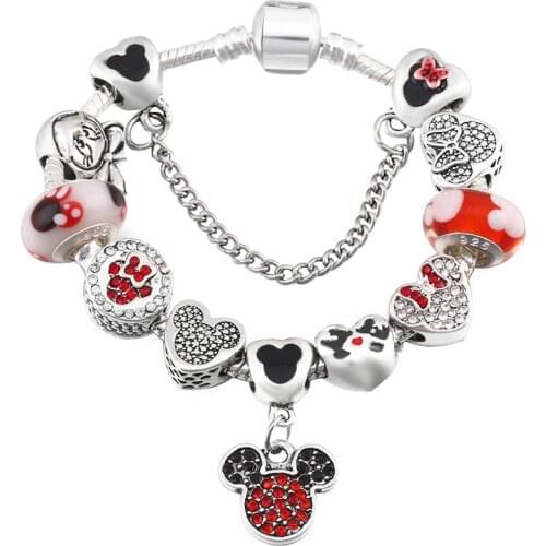 Women Bracelets Snow White Hot Sale DIY Minnie Glass Bracelet Animation Theme Jewelry Valentines Day Joy Gift Multiple Styles