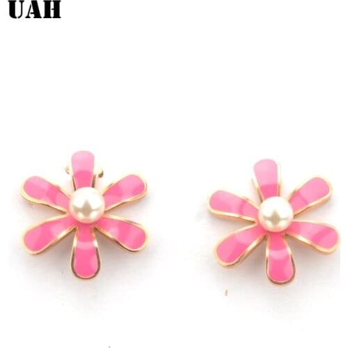 UAH Korean Style Cute Flower Stud Earrings For Women 2018 New Fashion Sweet Earrings Femme Brinco Wholesale Jewelry