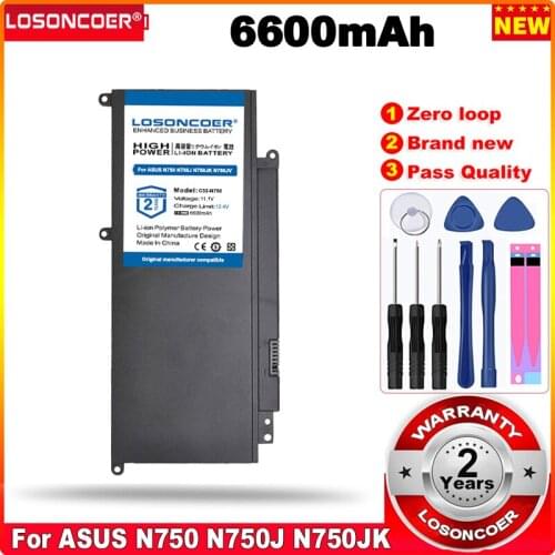 0 Cycle 100% New 6600mAh C32-N750 Laptop Battery for ASUS N750 N750J N750JK N750JV N750Y47JK-SL N750Y47JV-SL in stock