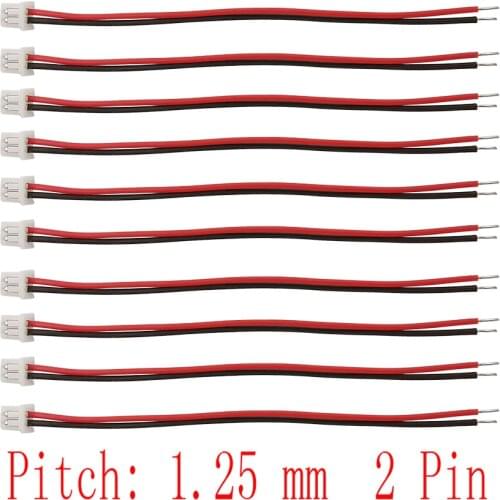 10/20Pcs Micro JST 1.25 mm 2 Pin Cable Connector 1.25mm JST 2P Single Head Plug Electronic Wire Connector 10cm 15cm 20cm 30cm