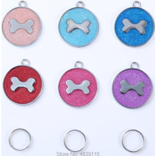 100pcs/lot Bone Circle Pet Cat ID Tags Zinc Alloy Dog ID Tags Suitable for Laser Engraving