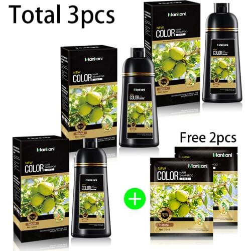 3Pcs/Lot Instant Black Hair in 5 minutes 99% Cover Grey Hair Natural Herbal Argan Oil Hair Color Shampoo