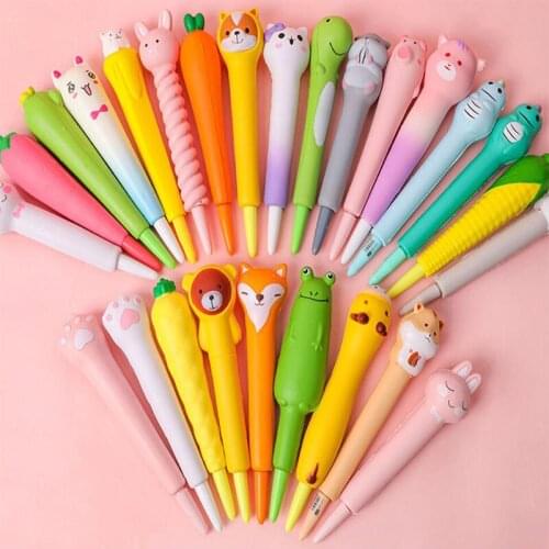 30 pcs/lot Cartoon Animal Decompression Gel Pen Cute black Ink Neutral Pen Promotional Gift Stationery school writing supplies