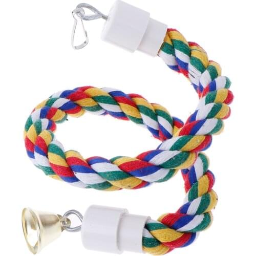 50cm Chewing Bar Parrot Bird Perch Toy Spiral Cotton Rope Swing Climbing Standing Toys with Bell Bird Supplies