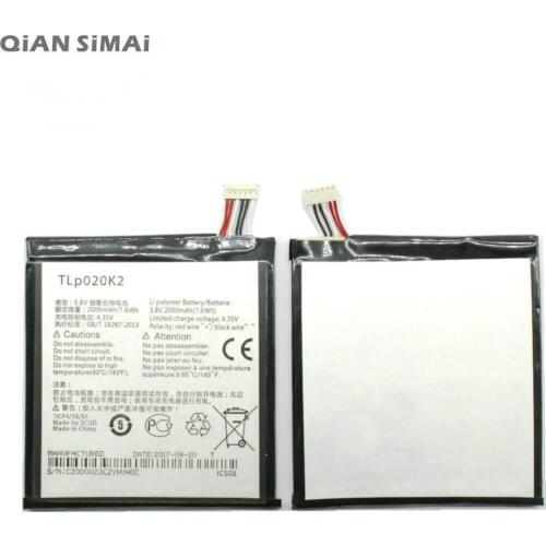QiAN SiMAi 2000mAh Phone Battery TLp020K2 For Alcatel One Touch 6039H 6039Y 6039K Batterie Bateria Batterij + Tracking Code