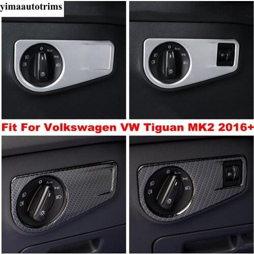 Accessories For Volkswagen VW Tiguan MK2 2016 - 2021 Carbon Fiber / Matte / Silver Interior Head Light Switch Panel Cover Trim