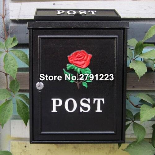 Retro American Pastoral Wall Mounted Mailbox Large Letter Box Outdoor Lockable Secure Mail Post Cast Aluminum Mailbox Postbox