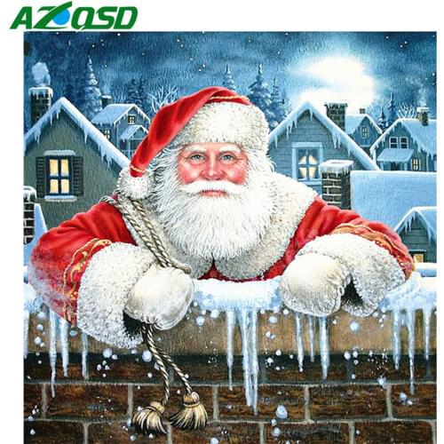 AZQSD Christmas Diamond Painting Santa Claus Picture Of Rhinestones Diamond Mosaic Cartoon Needlework Handmade Cross Stitch