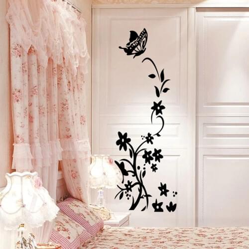 Butterfly and Flower Fridge Sticker Self-adhesive 3D Wall Sticker Wallpaper Sticker Bedroom Decoration Wall Decals