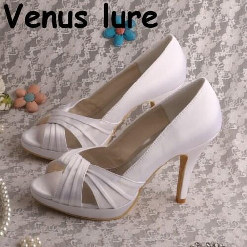 22 Colors White Ladies Platform Shoes High Heeled Wedding Pumps Handmade