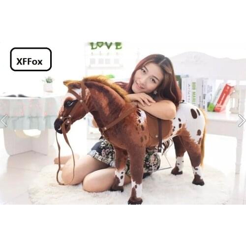 Big plush real life horse toy simulation brown&white horse doll birthday gift about 90x53cm xf0930
