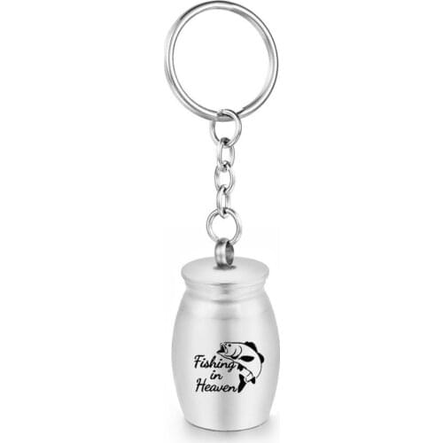 Men Gifts Fishing in Heaven Staniless Steel Cremation Jewelry Urn Keychain Fish Memory Ash Keychain Charm Urn Necklace Pendant