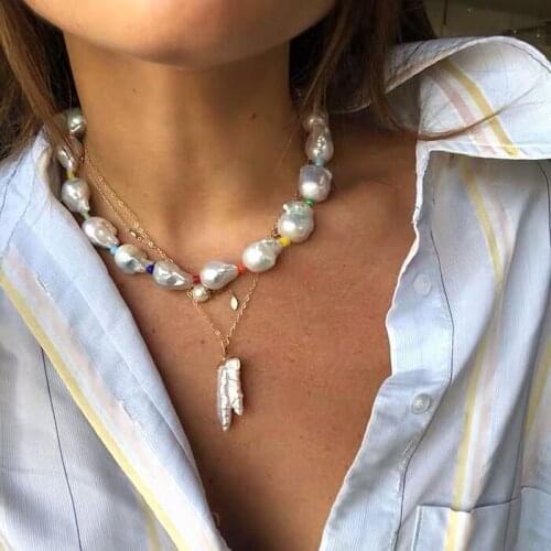 Women Jewelry Real Baroque Pearl Choker Statement Necklace Designer T Show Runway Gown Rare Boho Top Japan Sounth Korea