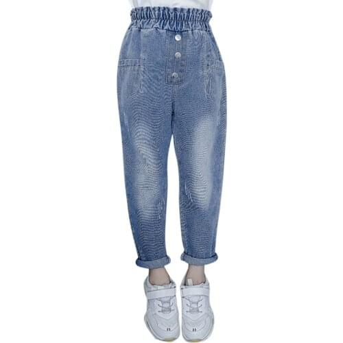 Jeans For Girls 2020 New Girls Jeans Pants High Waist Trousers For Children Autumn Casual Childrens Jeans Clothes 6 8 10 12 14