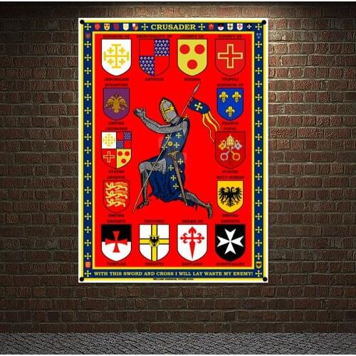Christ Knight Flag Banner Medieval Warrior Armor Painting Hang on the wall 4 grommets Custom Flag indoor Decor Knight Templar y5