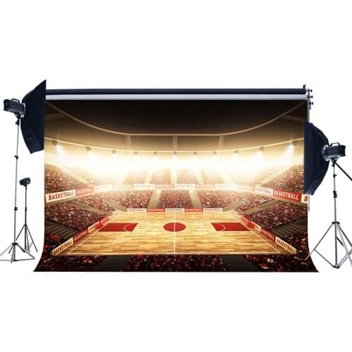 Basketball Court Backdrop Stadium Shining Stage Lights Sports Match Crowd Bokeh Photography Background