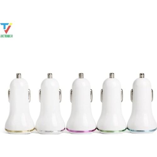Good quality Various color Wave style art real 2.1A + 1A 2U car charger adapter for iphone samsung callphone 100pcs/lot