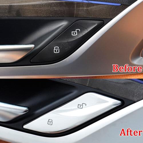 For BMW 5 Series 2017-2018 Chrome ABS Car Door Lock Decorative Buttons Panel Cover InteriorTrim Silver Accessories Car Styling
