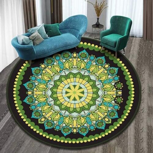 Mandala Ethnic Round Carpet Soft Flannel Entrance Mat Door Floor Rug Home Decor Carpet for Living Room Bedroom Children