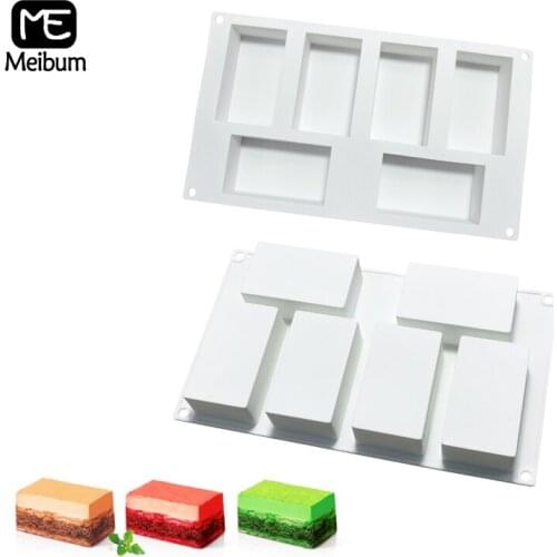 Meibum 6 Cavity Cuboid Cake Silicone Mold DIY Muffin Chocolate Dessert Mould Mousse Pastry Modle Kitchen Baking Bakeware