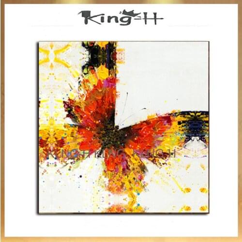 Hecho a mano abstracto Adorable mariposa pintura al óleo sobre lienzo mano animal pintado cuadros Decoración Para sala de estar