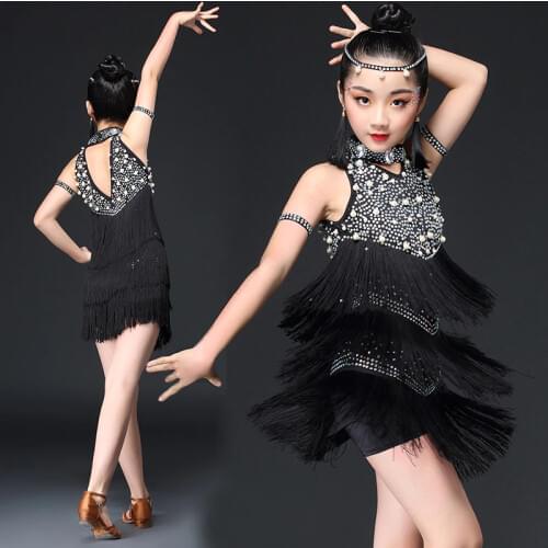 Fashion Sexy Latin Dance Dress For Girls Shining Samba Children Dresses Chacha Professional Competition Ballroom Latina Costumes