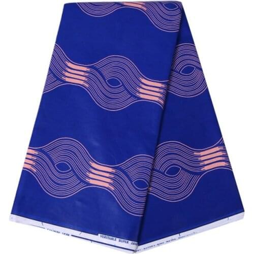 Fashionable Blue Pattern Print 100% Cotton African Nigeria Ankara Pagne Tissu Veritable Real Wax Print Fabric 6 Yards\Lot