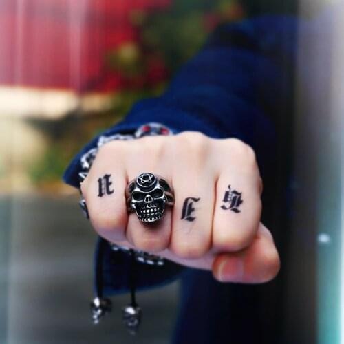 BEIER new store stainless steel punk pentacle skull ring with star personality vintage men jewelry Wholesale price WR8-233