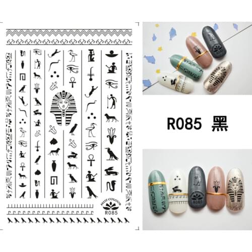 3D Stickers for Nails Black Animal Bird Nail Sticker Slider Foil Decals Ancient Egypt Nail Art Decorations Manicure Accessories