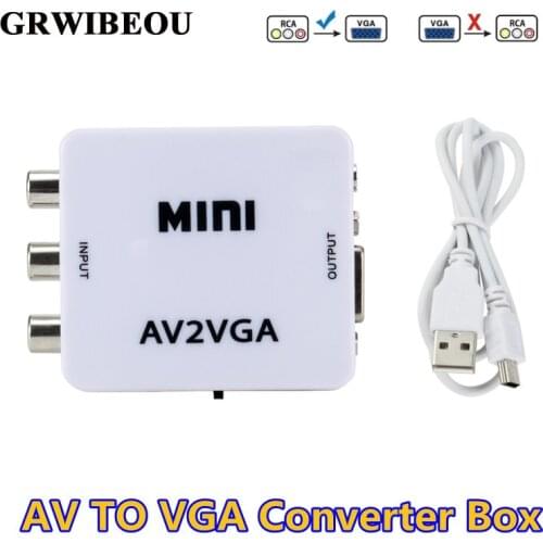 Mini HD AV2VGA Video Converter Convertor Box AV RCA CVBS to VGA Video Converter Conversor with 3.5mm Audio to PC HDTV Converter
