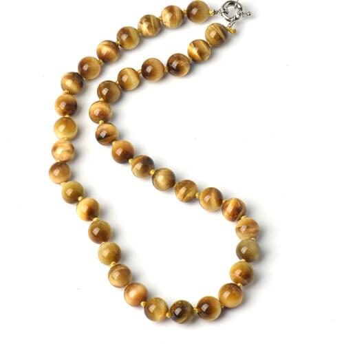 Transparent beads add Light yellow and Light brown Mix building style Exquisite 10 MM Golden Tiger stone Necklace