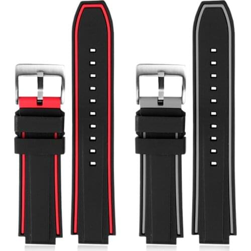 Waterproof silica gel mens watch strap adapts to Timothy tide t2n721 t2n720 series Bracelet convex mouth watch chain 24*16mm