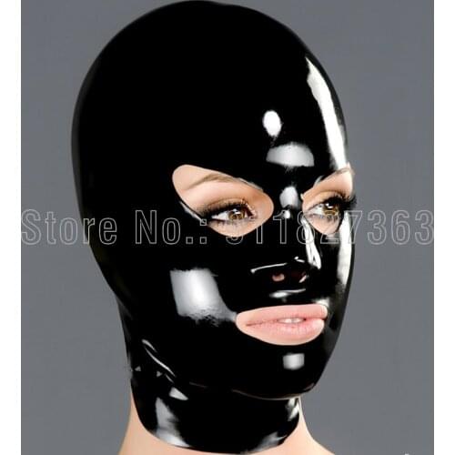Handmade Latex Hood Unisex Latex Fetish Mask With Shaped Eyes Nose and Mouth Rubber Hoods without Zipper