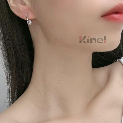 Kinel Genuine 925 Sterling Silver Mini CZ Earrings With Charm Clear Fashion Wedding Jewelry 2020 New Bijoux