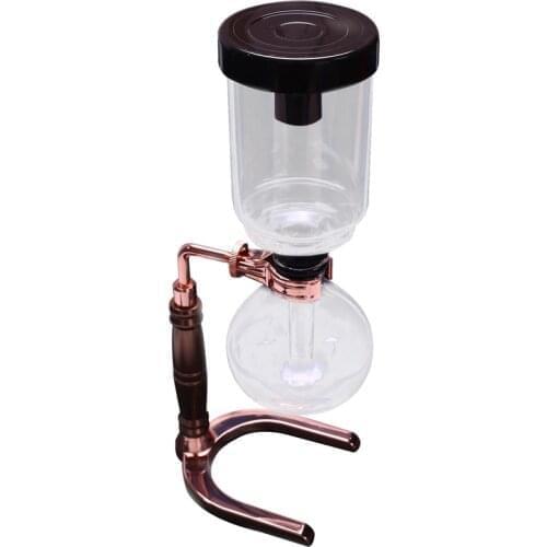 Japanese Style Siphon Coffee Maker Tea Siphon Pot Vacuum Coffeemaker Glass Type Coffee Machine Filter 3Cups Rose Gold