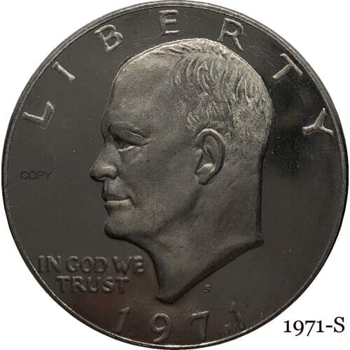 United States America 1971 S Liberty In God We Trust US 1 One Dollar President Eisenhower Cupronickel Silver Plated Copy Coin