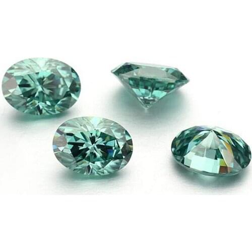 Loose Moissanite D Color VVS 2*3mm-8*10mm Green Color Oval Shape Excellent Cut Diamond Jewelry