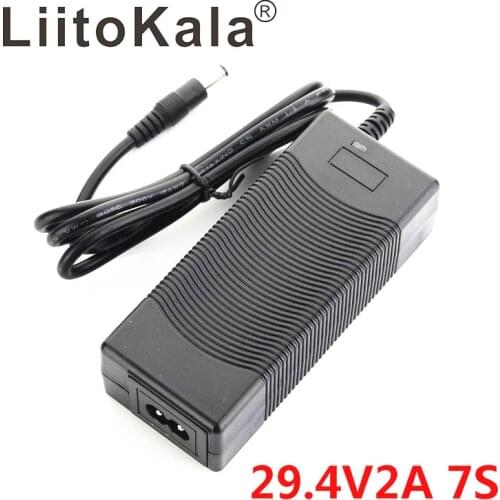 LiitoKala High quality 29.4V 2A 7S electric bike lithium battery charger for 24V 2A lithium battery pack connector charger