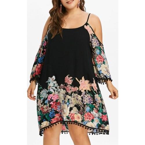 Summer Plus Size 5XL Womens Loose Strap Off Shoulder Print Fashion Dress Large Bust Ladies Clothing Vestidos 2021 New