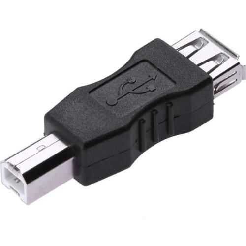 100pcs USB 2.0 A Female to B Male Adapter Connector AF to BM Converter Mini Portable Black for PC Computer Phone Printer