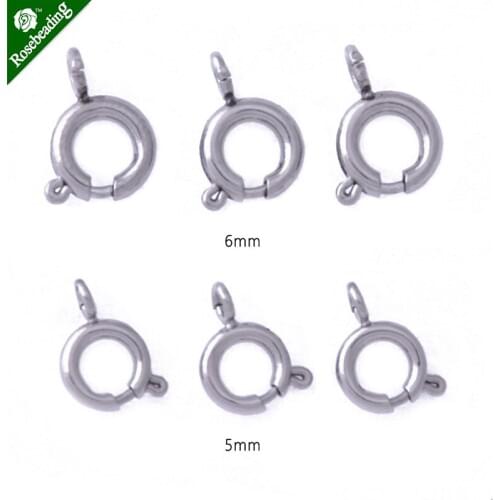 20pcs 5-6mm stainless steel spring clasps,lobster clasps,silver plated spring
