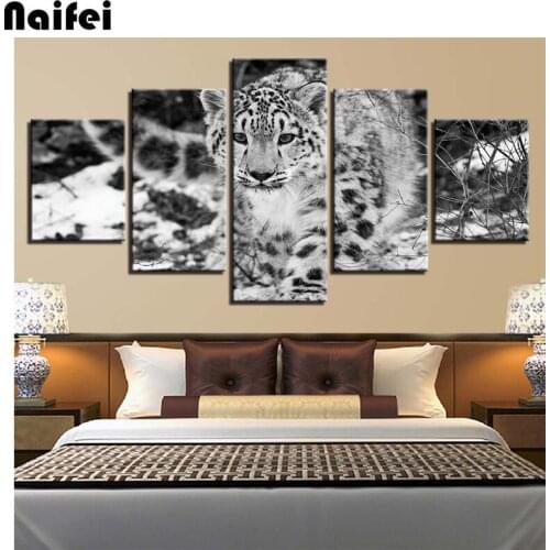 5d diy Diamond Painting 5 Pieces tiger Pictures full square round diamond embroidery Home Decoration Animals