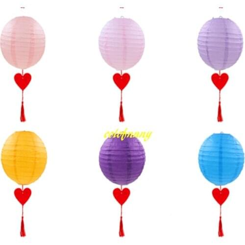 600pcs/lot 20cm diameter Chinese Style House adornment Heart Pendant DIY Paper lantern ball For Wedding Party Decoration